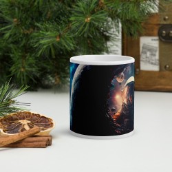 DEEP SPACE, weiße glänzende Tasse