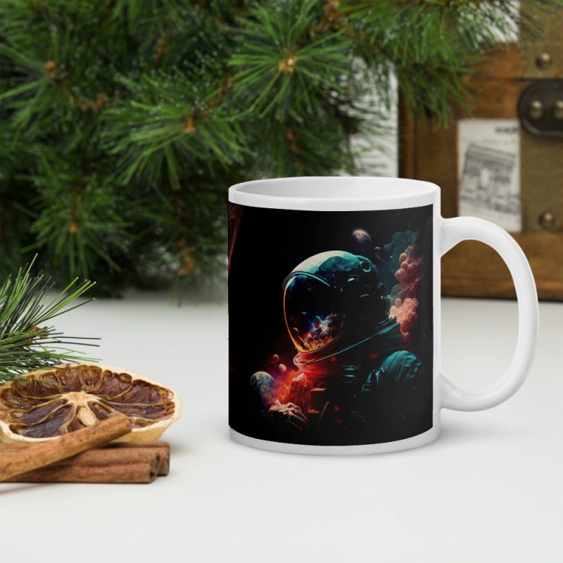 DEEP SPACE, weiße glänzende Tasse