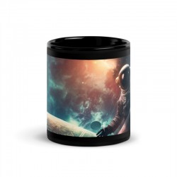 DEEP SPACE, schwarze glänzende Tasse