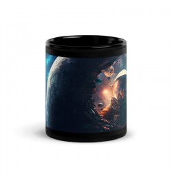 DEEP SPACE, Black glossy mug