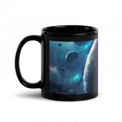 DEEP SPACE, Black glossy mug