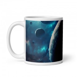 DEEP SPACE, weiße glänzende Tasse