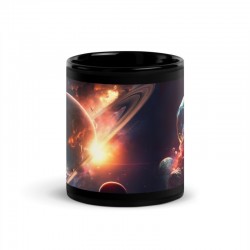 DEEP SPACE, schwarze glänzende Tasse