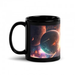 DEEP SPACE, schwarze glänzende Tasse