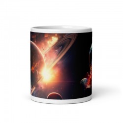 DEEP SPACE, weiße glänzende Tasse