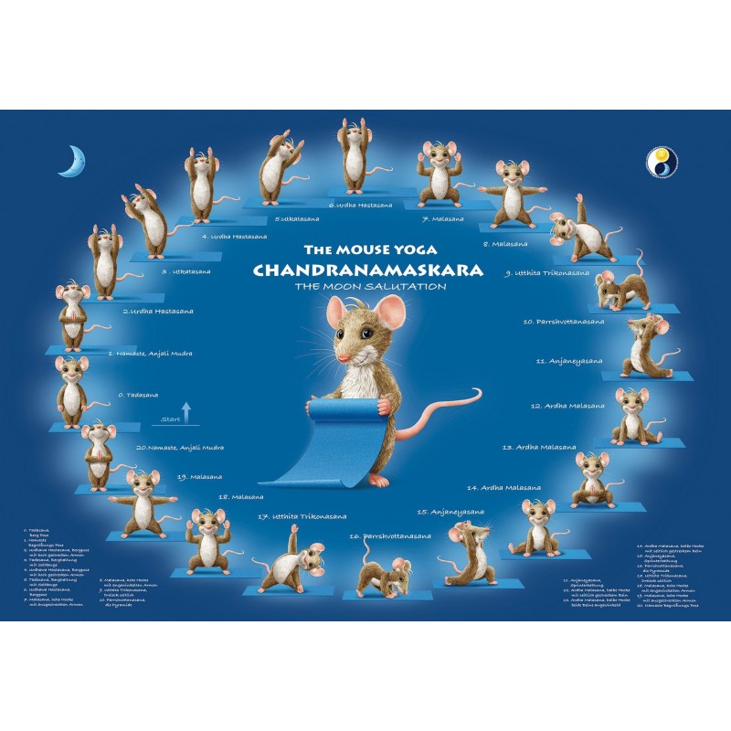 100x70 Yoga Übungsposter Chandranamaskara Englisch