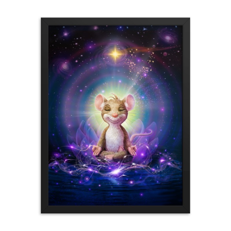 THE MOUSE YOGA "MEDITATION" Framed photo paper poster