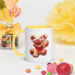 HAPPY PIGGY, Tasse mit farbiger Innenseite