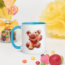 HAPPY PIGGY, Tasse mit farbiger Innenseite