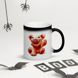 Happy Piggy, matte schwarze Zaubertasse