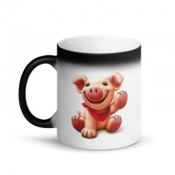 Happy Piggy, matte schwarze Zaubertasse
