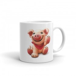 Happy Piggy, weiße glänzende Tasse