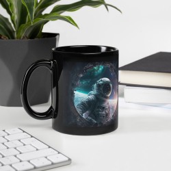 DEEP SPACE, Black glossy mug