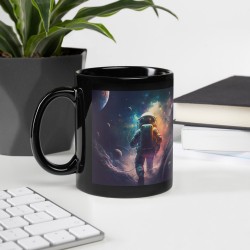 DEEP SPACE, Black glossy mug