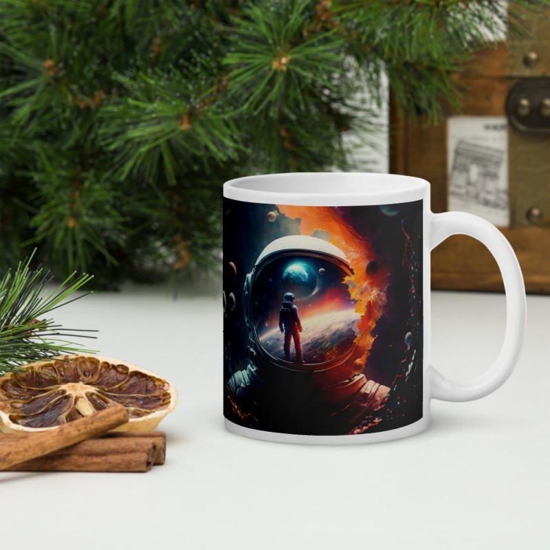 DEEP SPACE, weiße glänzende Tasse